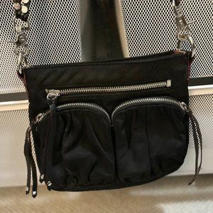 Black MZ Wallace Crossbody Bag with Leather Straps and Silver Hardware EUC